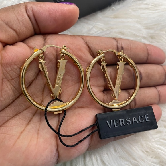 Versace Virtus Hoop Earrings - Picture 9 of 10
